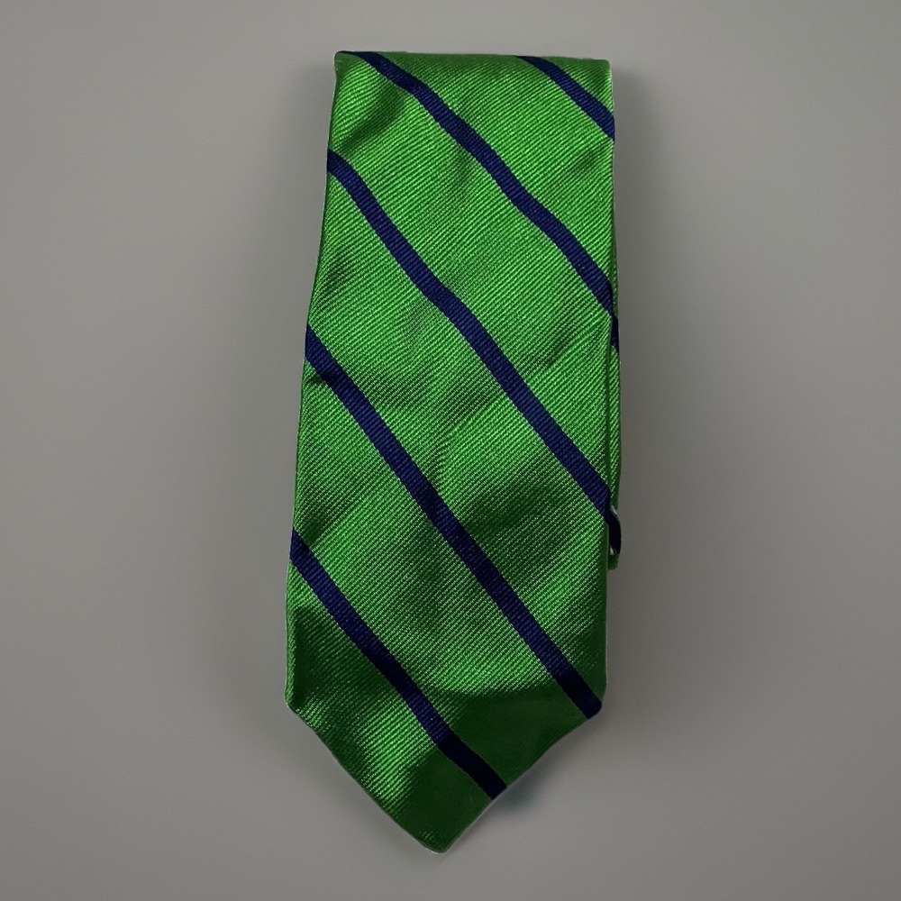 NWT Brooks Brothers Mens Green Navy Diagonal Striped Classic Neck Tie One Size
